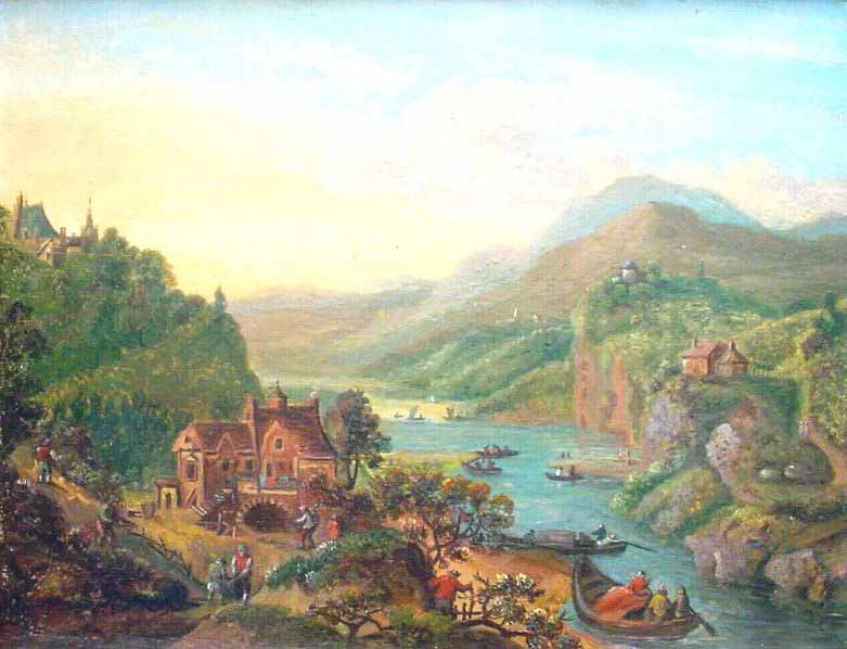 Landscape with boats and figures